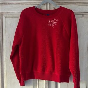 Old Navy Red Crewneck Sweatshirt with Embroidery